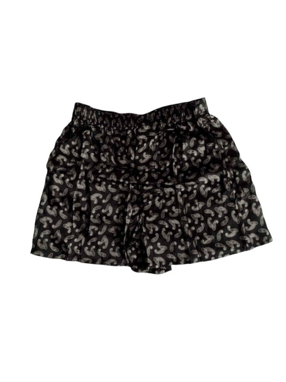 Intimo Boxers Mens 100% Silk Paisley Boxer Shorts L Elastic Black Gray NWT
